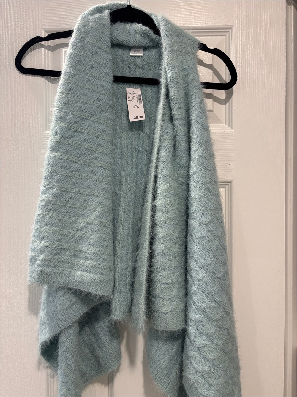 dressbarn Light Blue Open-Front Cozy Sweater Wrap